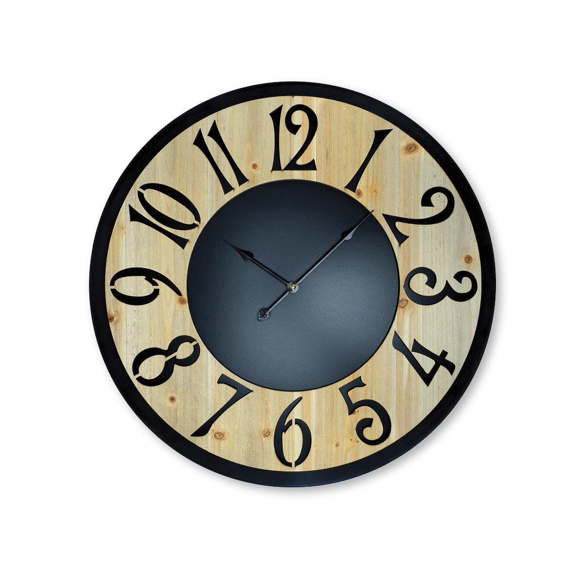 Home Master Wall Clock Wood & Metal Look Stylish Design Large Numbers 60cm