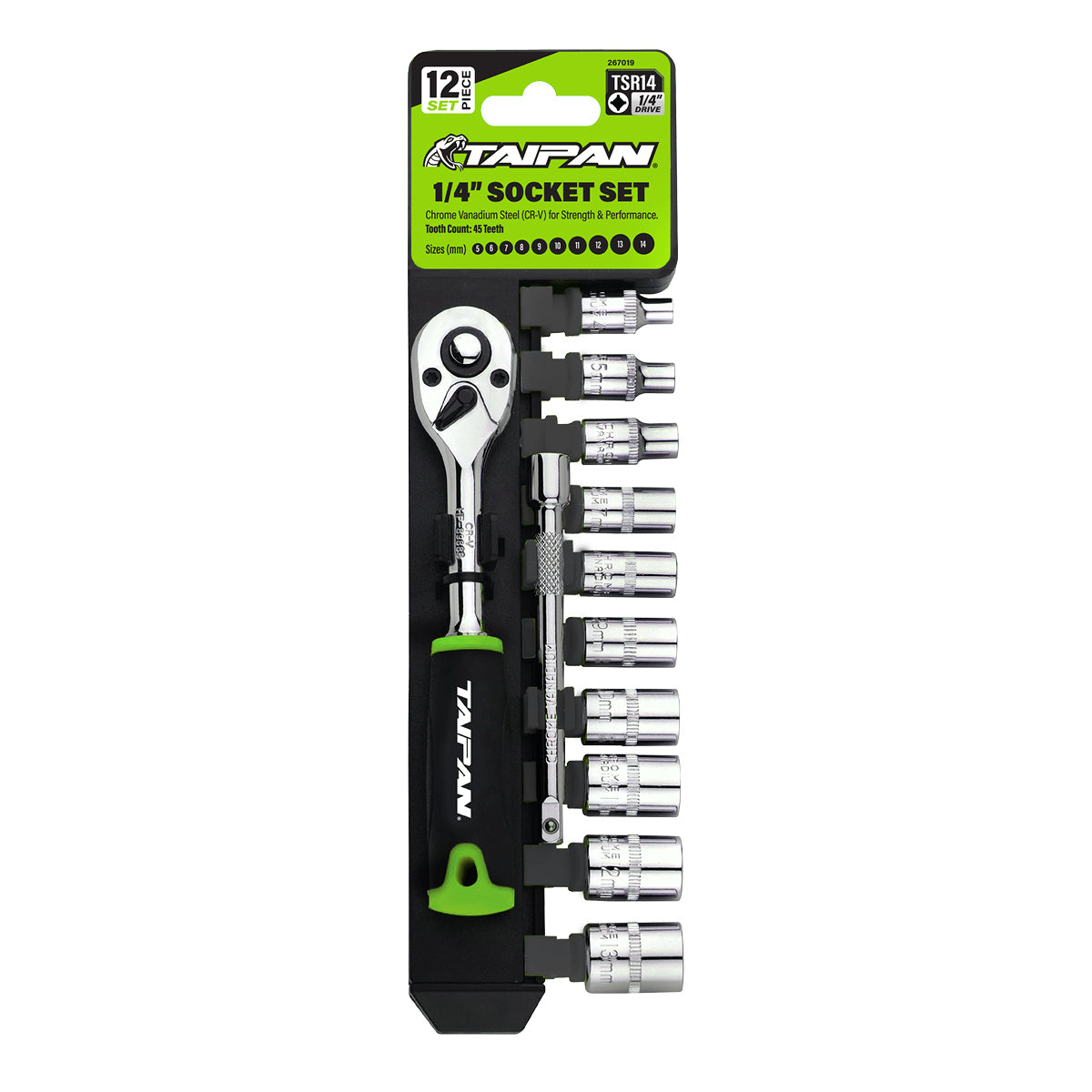 Taipan® 12PCE 1/4" Ratchet Socket Set Premium Quality Chrome Vanadium Steel