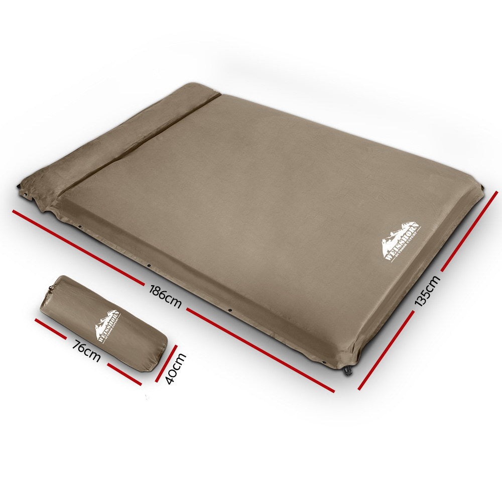 Weisshorn Double Size Self Inflating Mattress Mat 10CM Thick Coffee