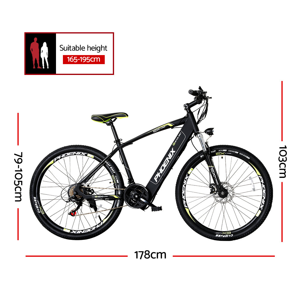 Phoenix 27.5" Electric Bike Motorized Mountain Bicycle MTB City eBike Battery