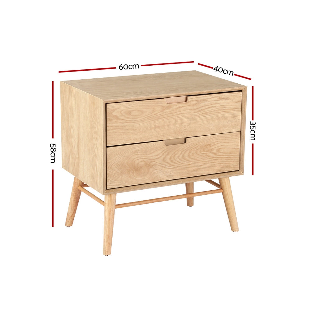 Artiss Bedside Table 2 Drawers Side End Table Nightstand Legs Bedroom Storage