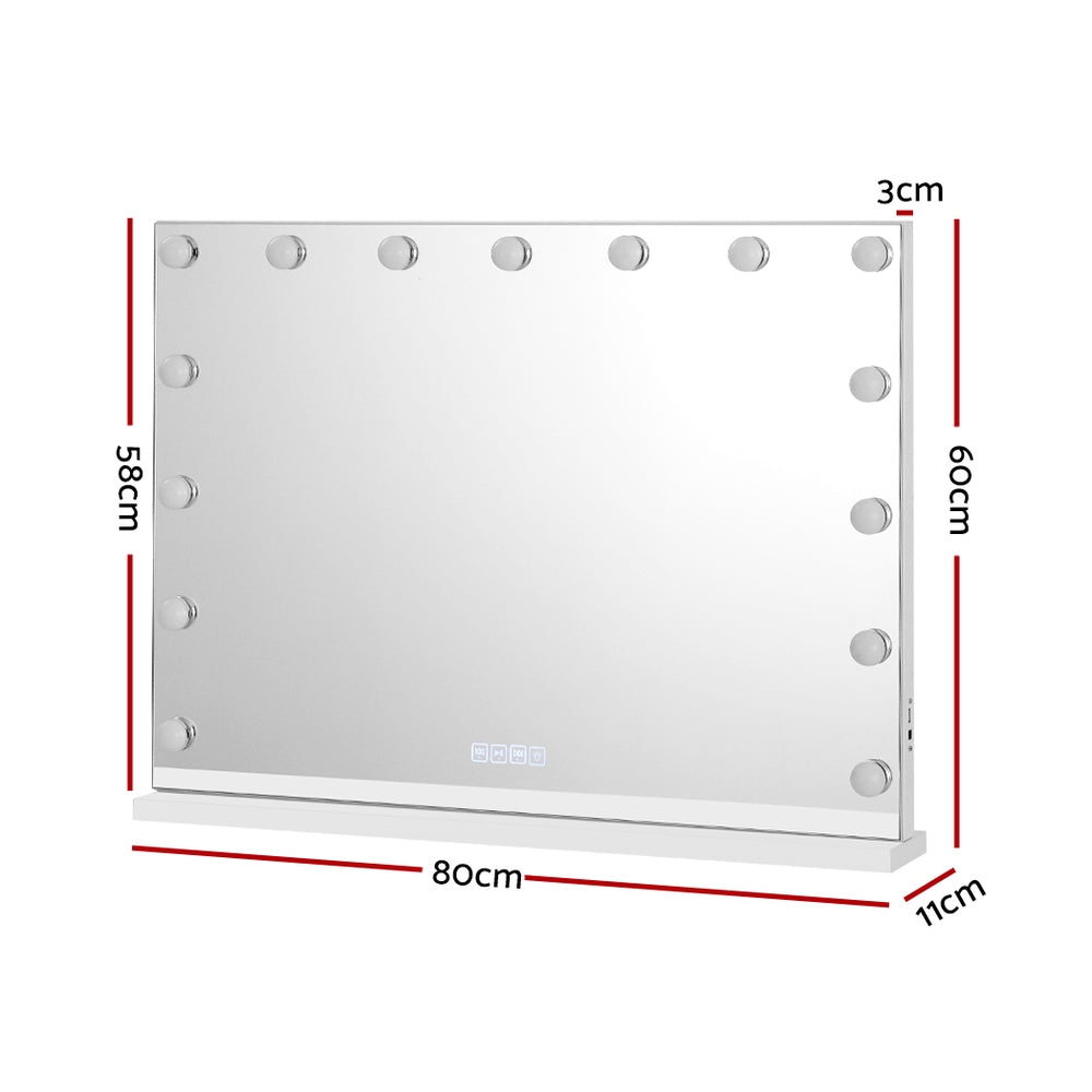 Embellir Bluetooth Makeup Mirror 80X58cm Hollywood with Light Vanity Wall 18 LED
