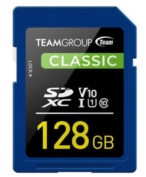 Team Classic SD Memory Card - 128 GB UHS Ultra Speed Class 1U1. Supports Video Speed Class 10V10.
