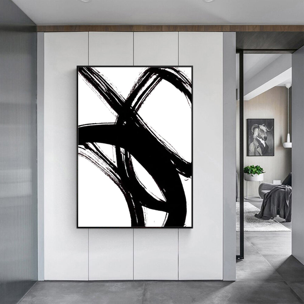 100cmx150cm Minimalist Black Artwork Black Frame Canvas Wall Art