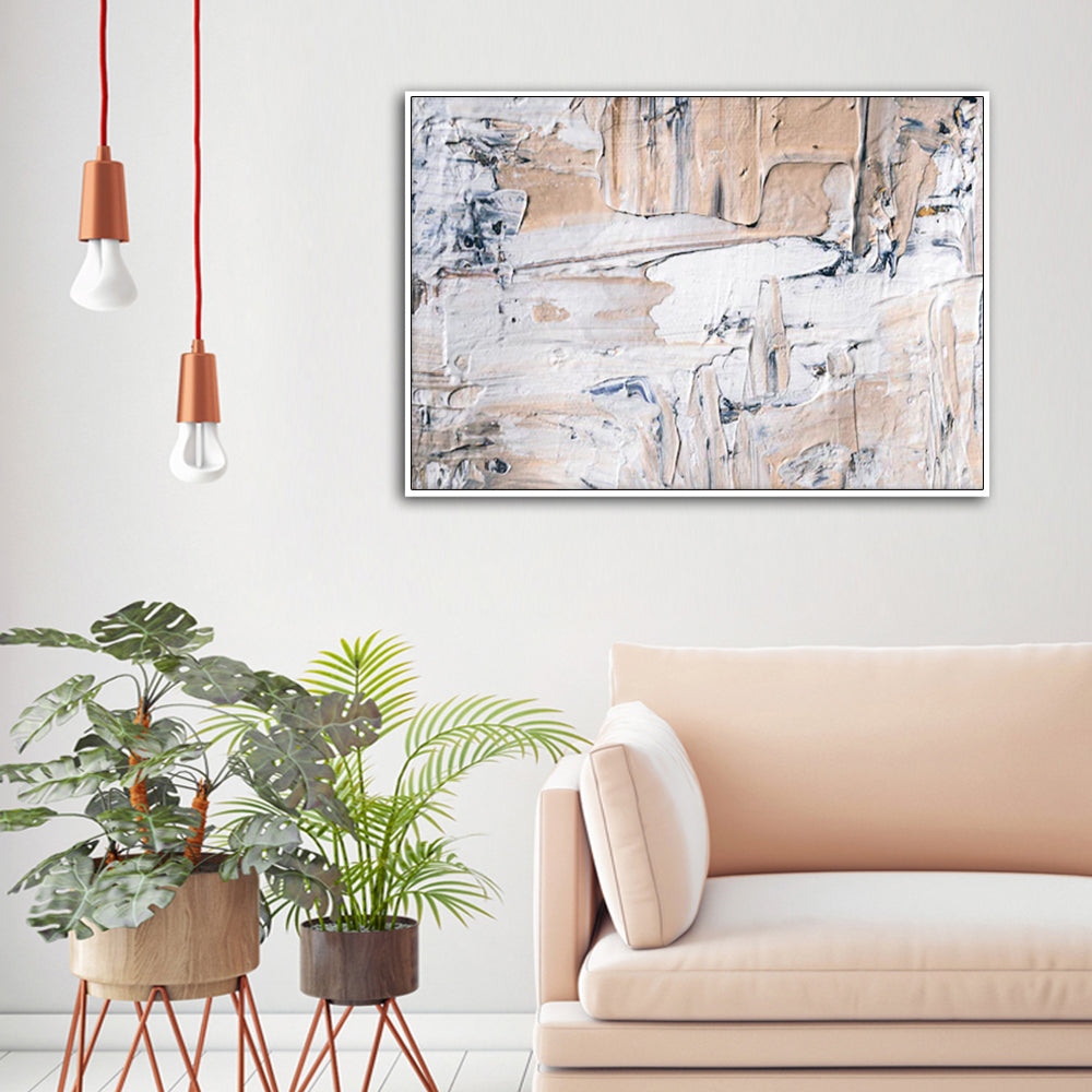 60cmx90cm Modern Abstract Oil Painting Style White Frame Canvas Wall Art