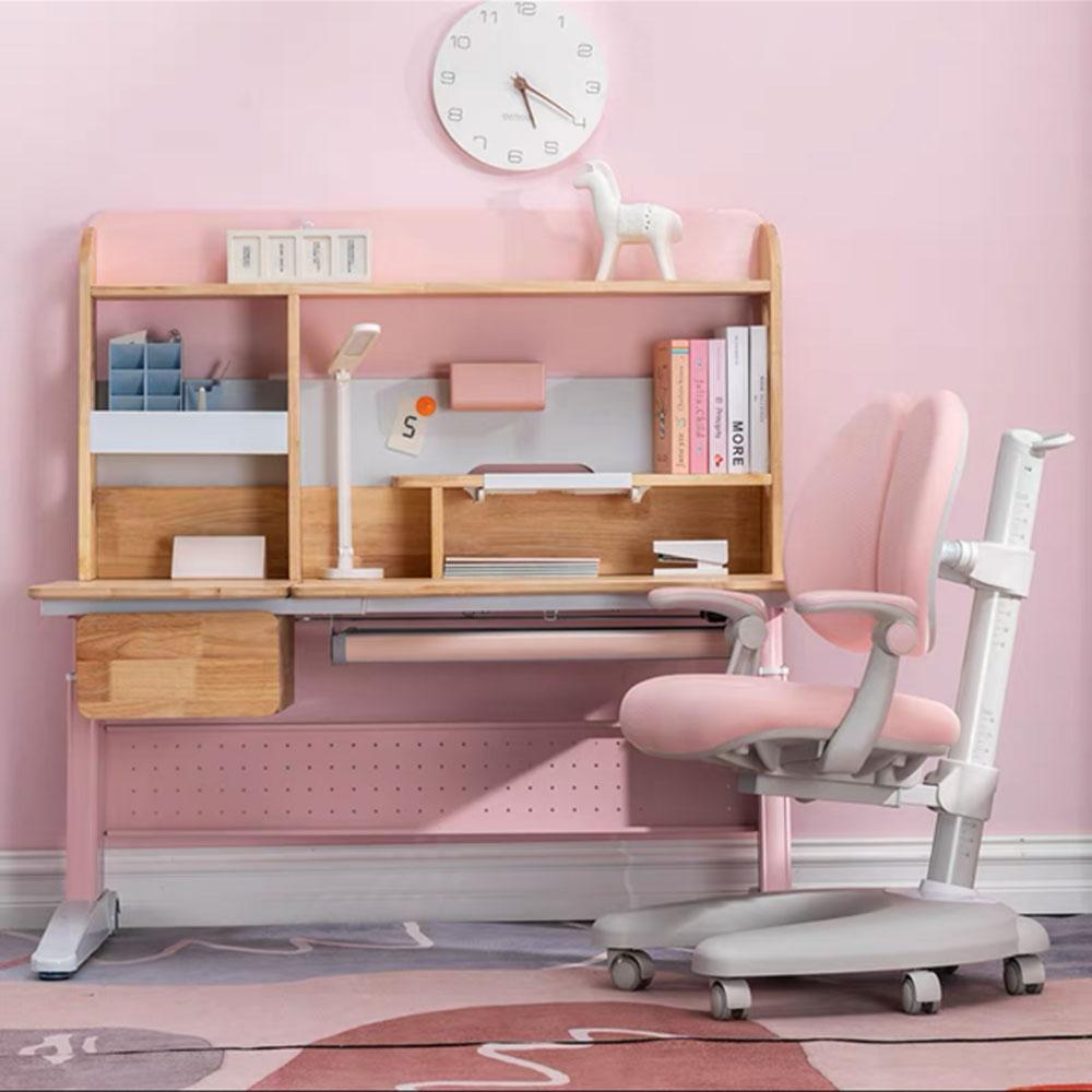 Solid Rubber Wood Height Adjustable Children Kids Ergonomic Blue Study Desk Chair Set 120cm AU