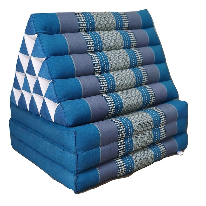 Jumbo Thai Triangle Pillow BLUE 3-Folds comfort with backrest Cushion -100% Kapok Fibre-JUMBO XXL -ONLY RED IN STOCK NOW!