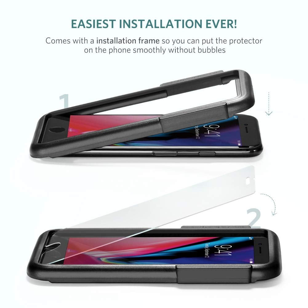 UGREEN 2.5D Round Edge HD Screen Protector, 2 Pack Tempered Glass for iPhone 6/6S/7/8 - 4.7 inch 60394