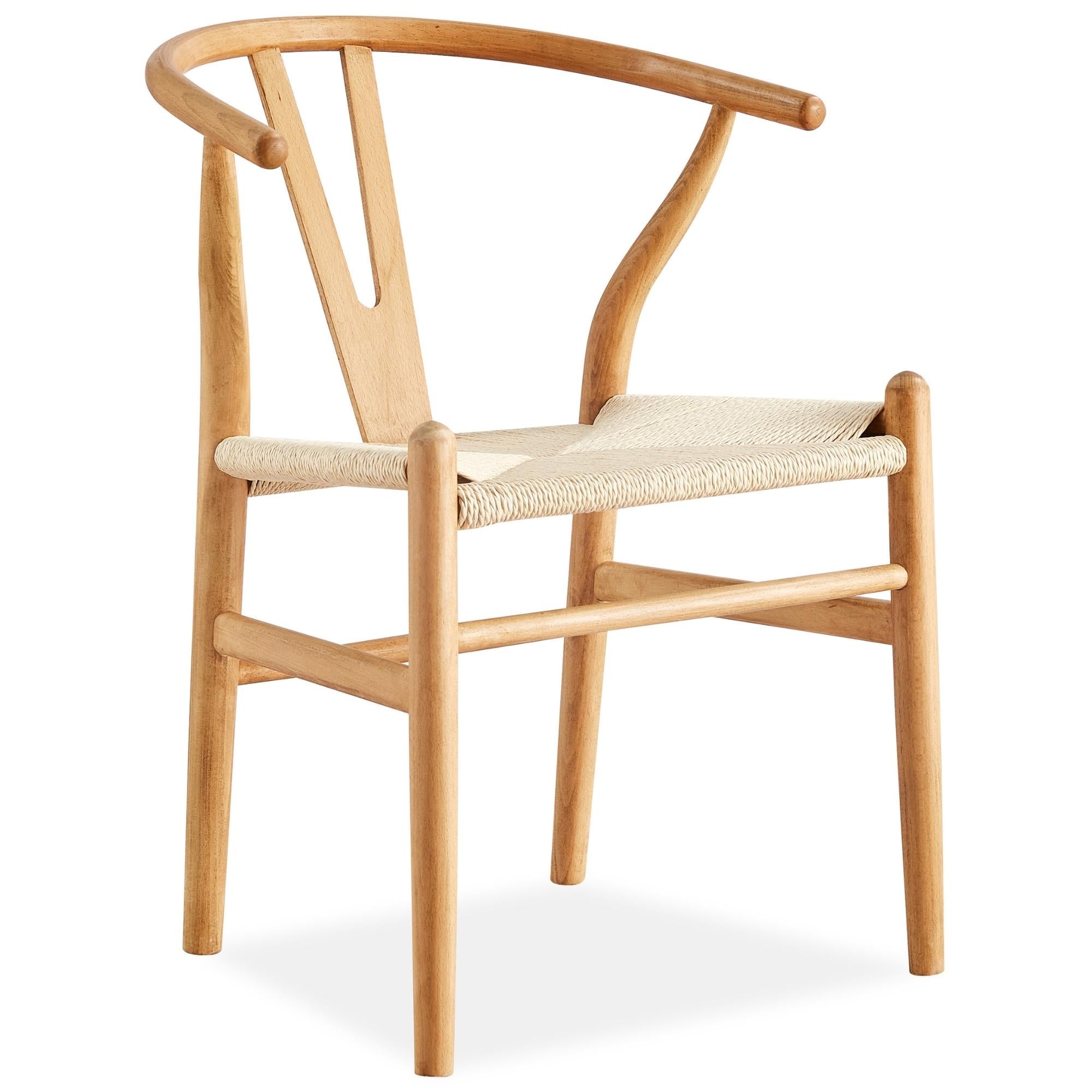 Anemone Set of 8 Wishbone Dining Chair Beech Timber Replica Hans Wenger Natural