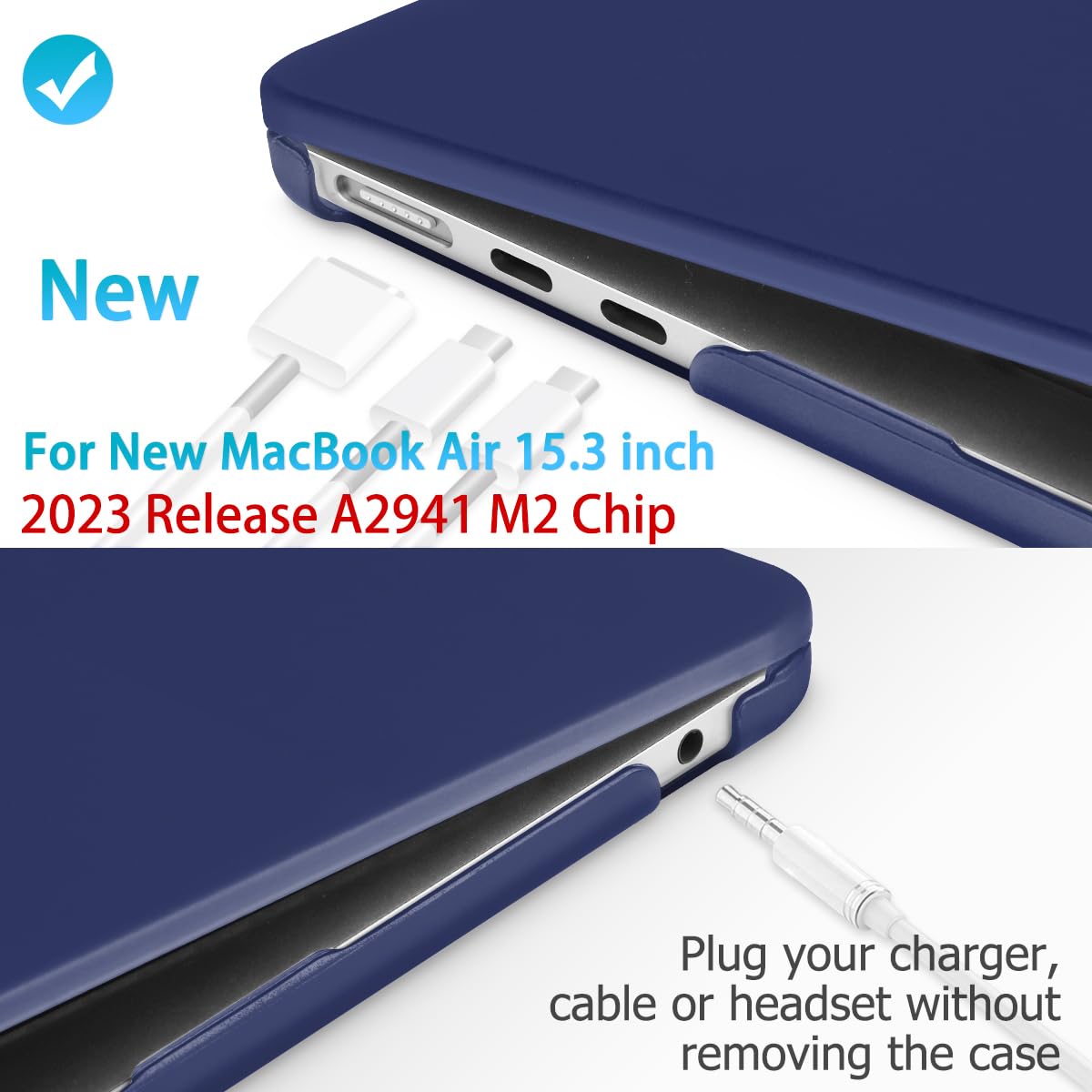 15 inch Air 2023 MacBook Air Matte Case A2941 M2 Chip Hard Shell Case Keyboard Cover Blue