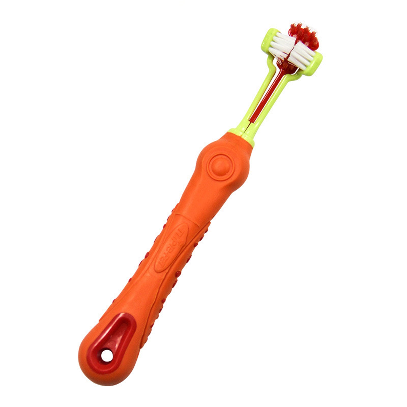 Pawfriends Pet Three-Head Multi-Angle Dog Cat Toothbrush Oral Cleaning Product Orange