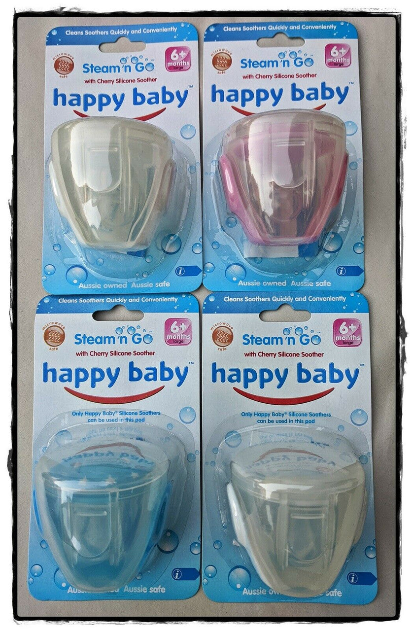 5 x 4 Pack (20) - Happy Baby Steam n Go Cherry Silicone Soother