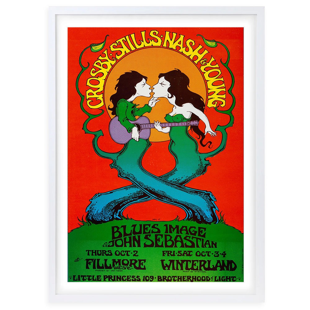 Wall Art's Crosby Stills Nash Young - Blues Image - 1969 Large 105cm x 81cm Framed A1 Art Print