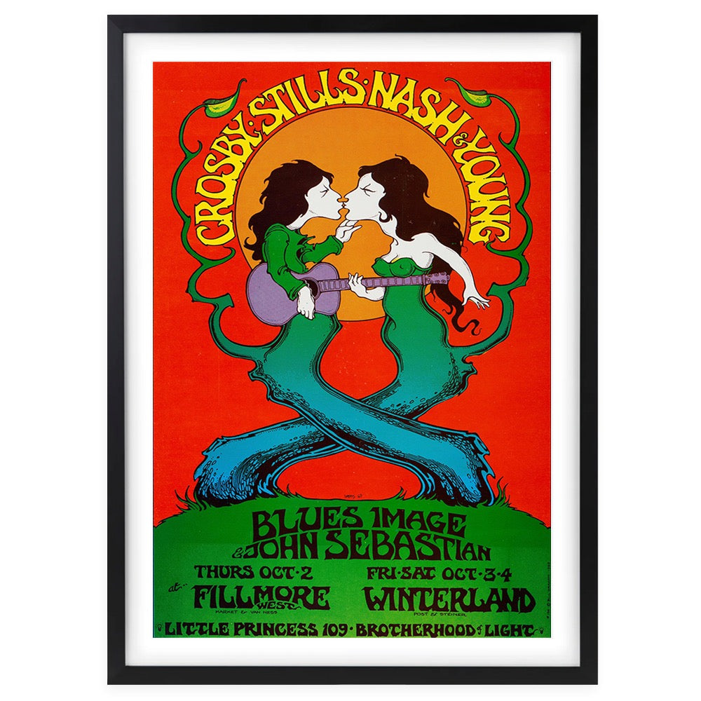 Wall Art's Crosby Stills Nash Young - Blues Image - 1969 Large 105cm x 81cm Framed A1 Art Print