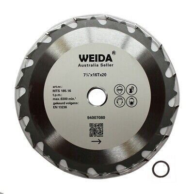 2x 185mm 16T Wood Circular Cutting Disc Saw Blade7-1/4” Bore 20/16mm 2.2mm Kerf
