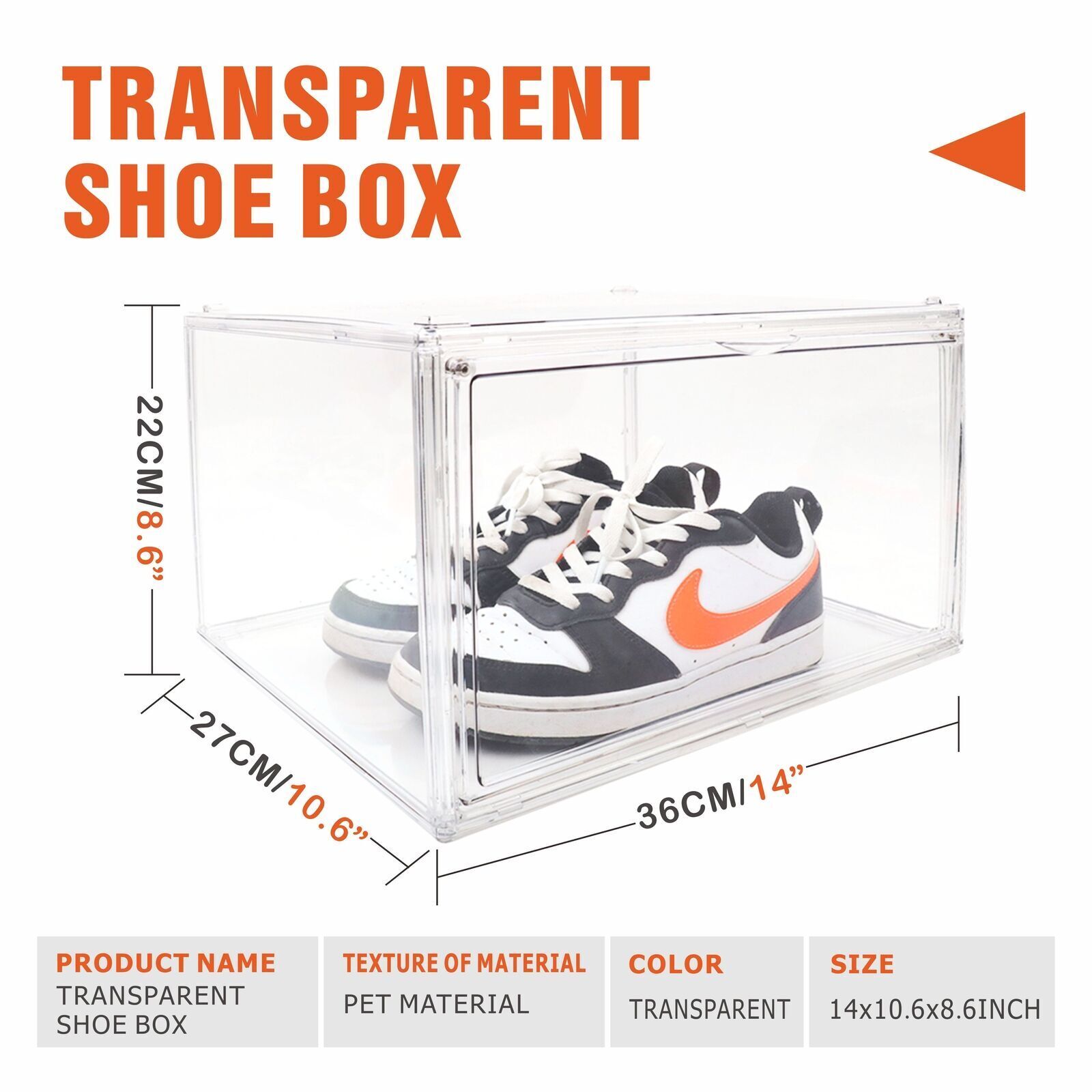 10PC Stackable Shoe Display Box Hard Acrylic Sneaker Storage Containers Case