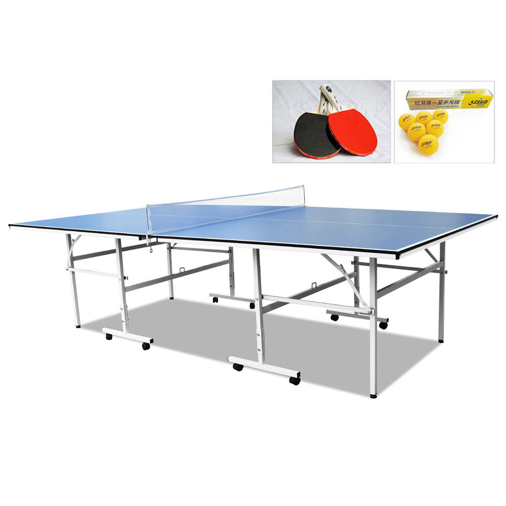 DH 13mm Foldable Portable Ping Pong Table Tennis Table + Accessory Package - Blue