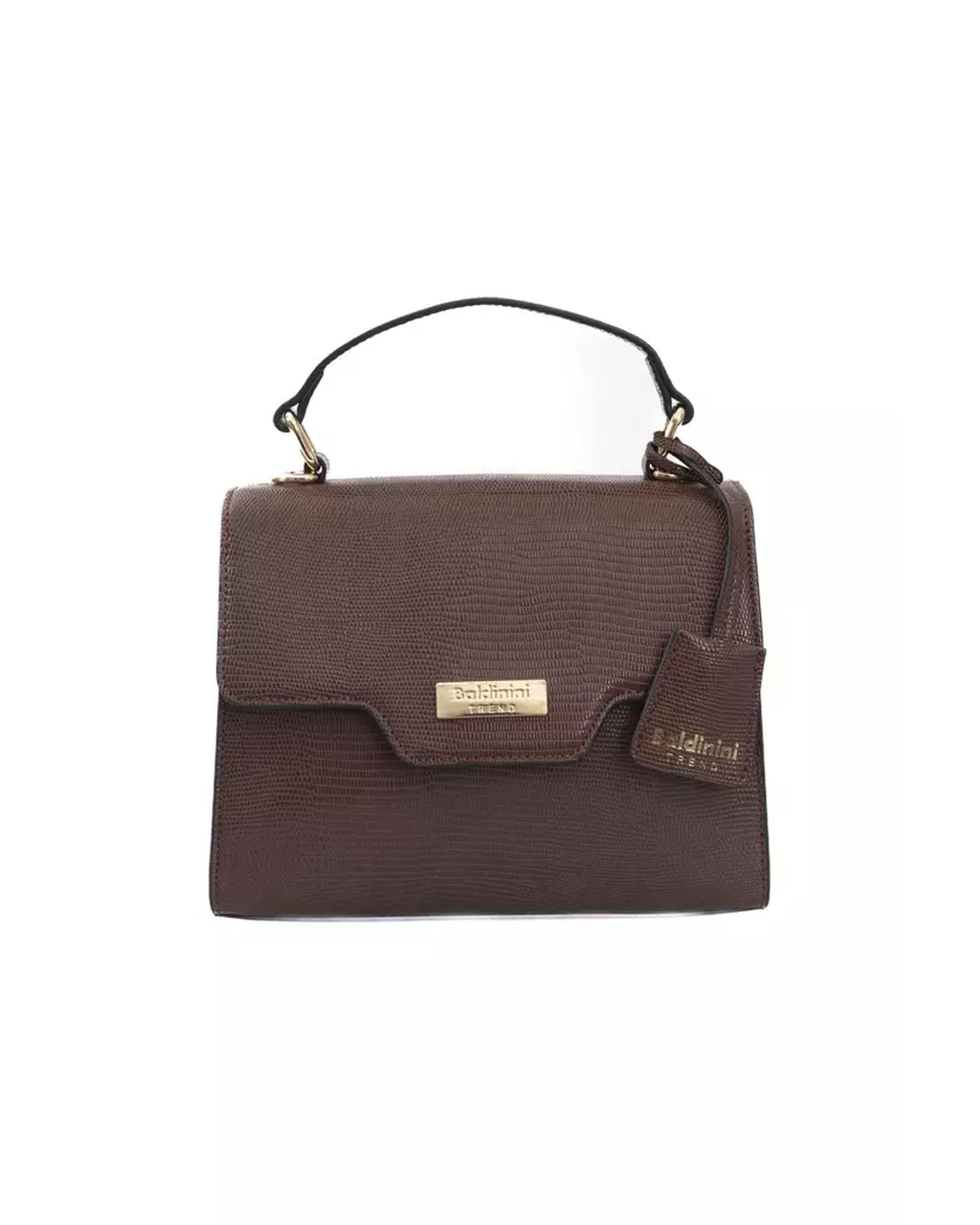 Flap Closure Shoulder Bag with Internal Compartments and Golden Details One Size Women