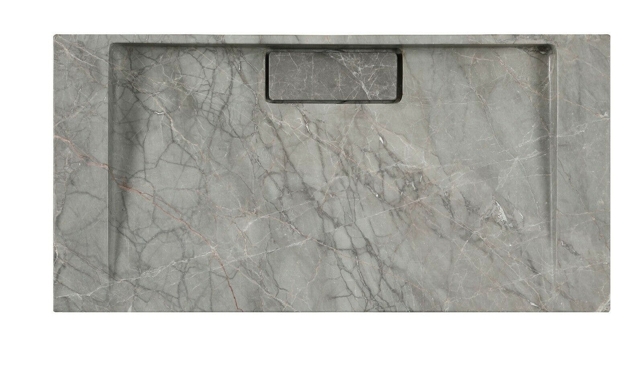 2023 Hand Crafted Marble Nature stone wash basin Hermes matt grey wall hung 470*320*60 mm
