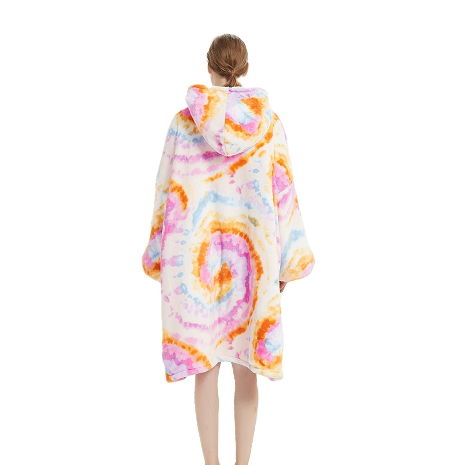 GOMINIMO Hoodie Blanket Adult Tie-Dyed Orange