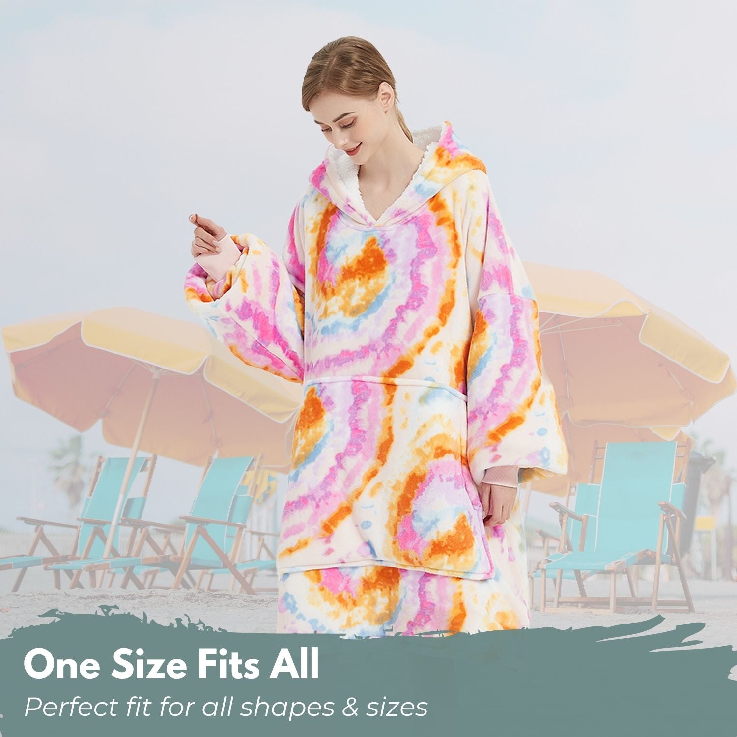 GOMINIMO Hoodie Blanket Adult Tie-Dyed Orange
