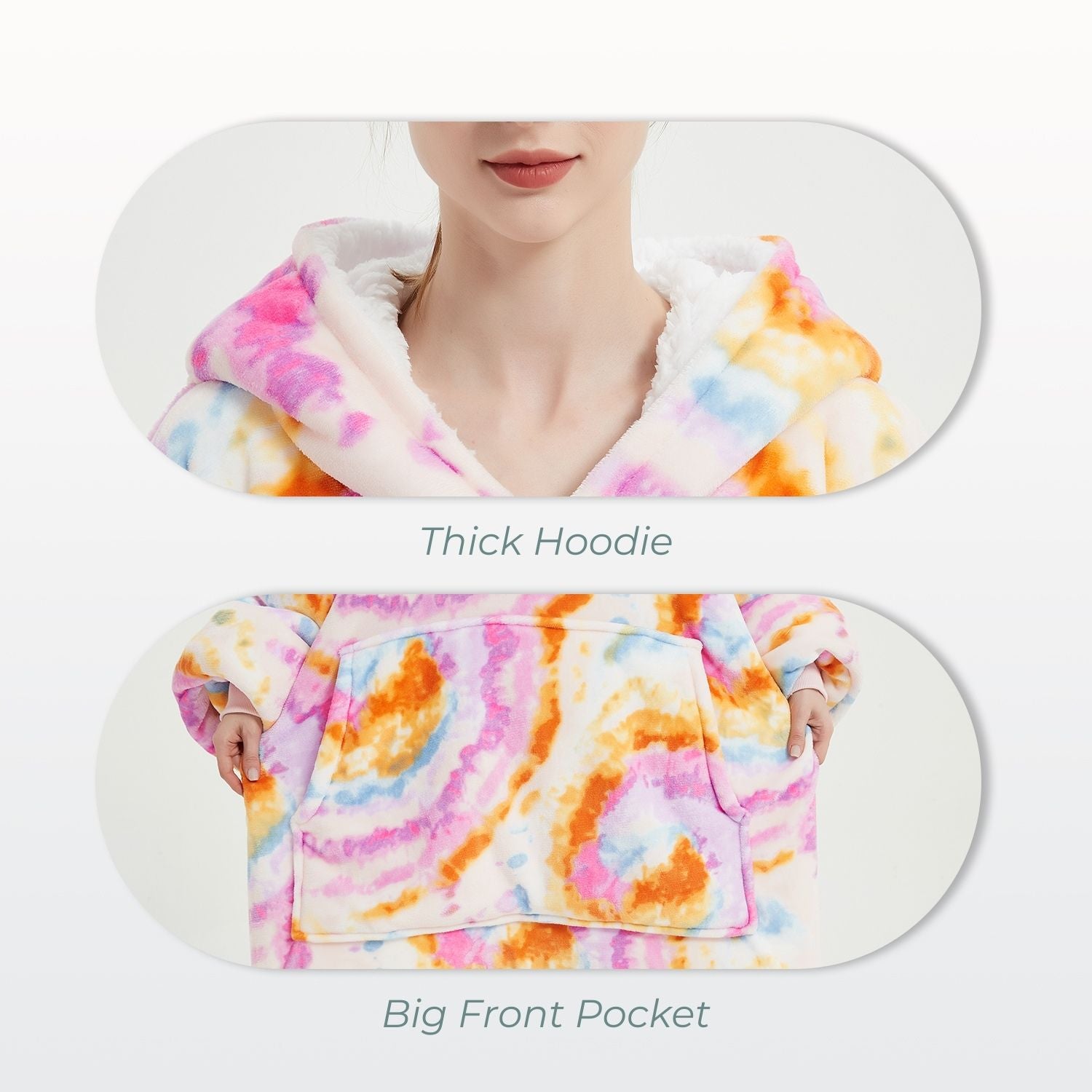 GOMINIMO Hoodie Blanket Adult Tie-Dyed Orange