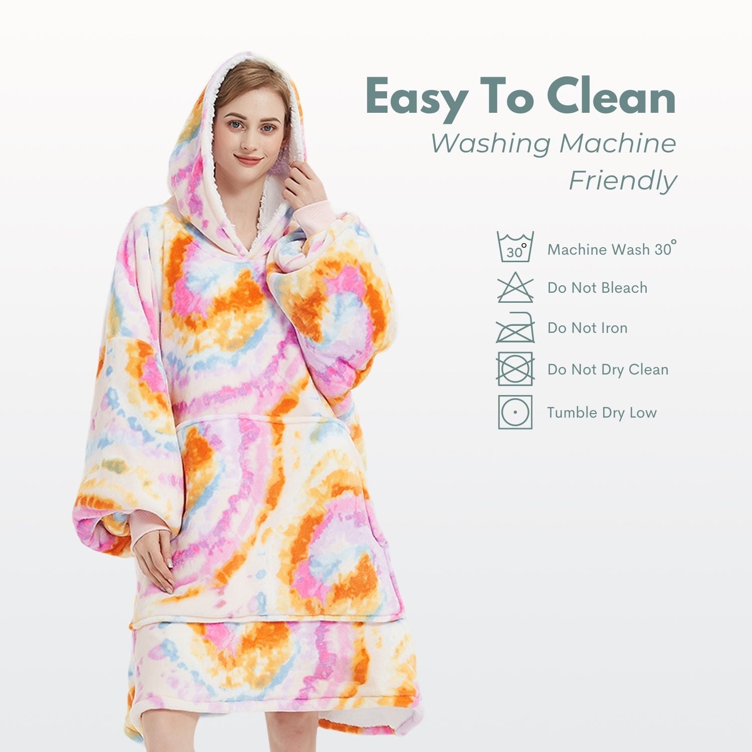 GOMINIMO Hoodie Blanket Adult Tie-Dyed Orange