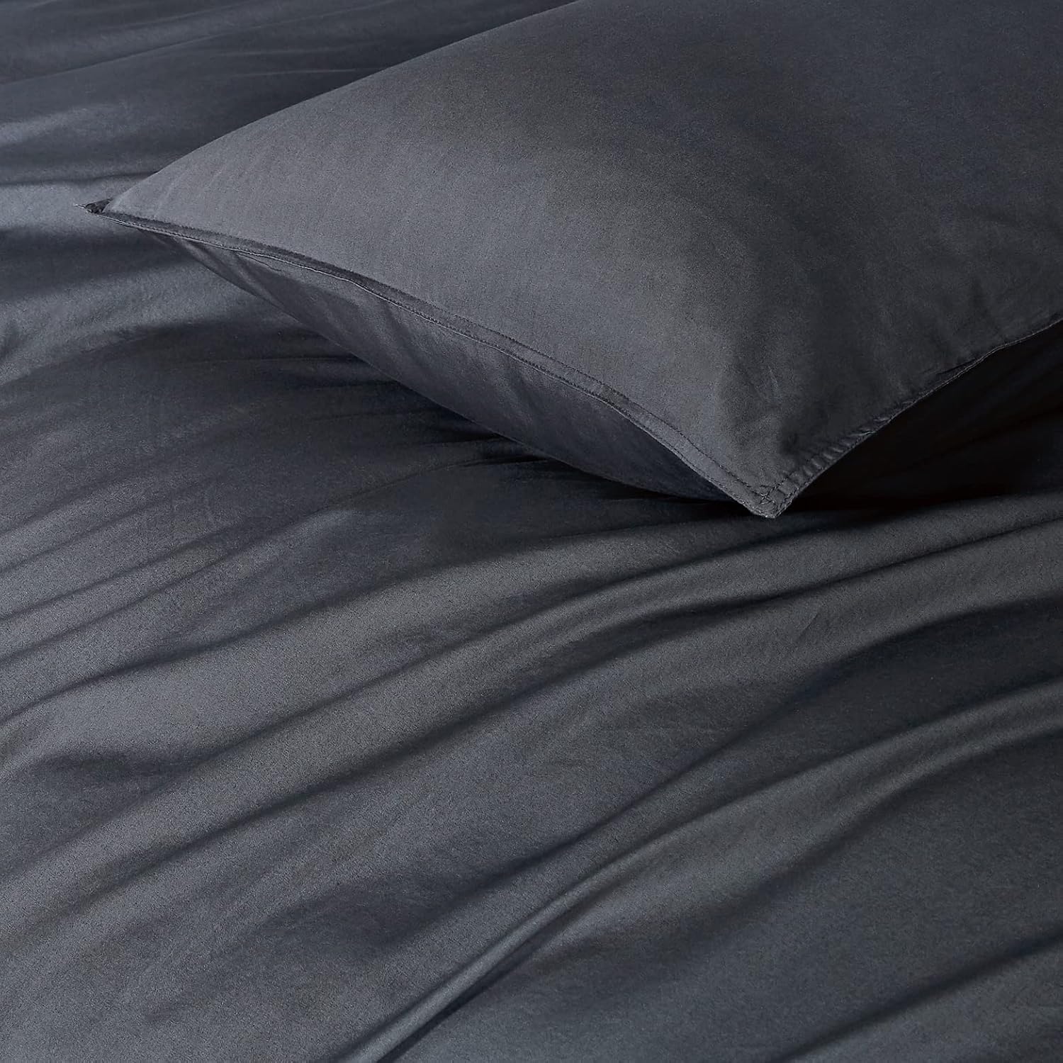 Gioia Casa 100% Cotton Vintage Washed Bed Quilt Cover Set (3Pcs) - Charcoal - Double Size