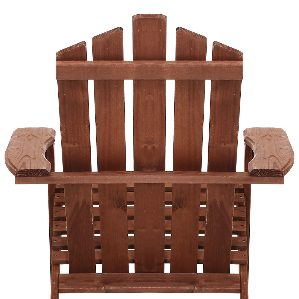 Gardeon Outdoor Sun Lounge Beach Chairs Table Setting Wooden Adirondack Patio Chair Brown