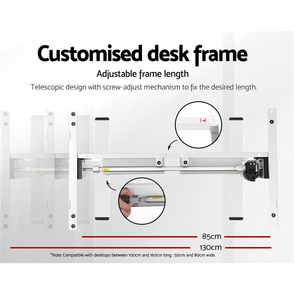 Artiss Electric Standing Desk Motorised Adjustable Sit Stand Desks White