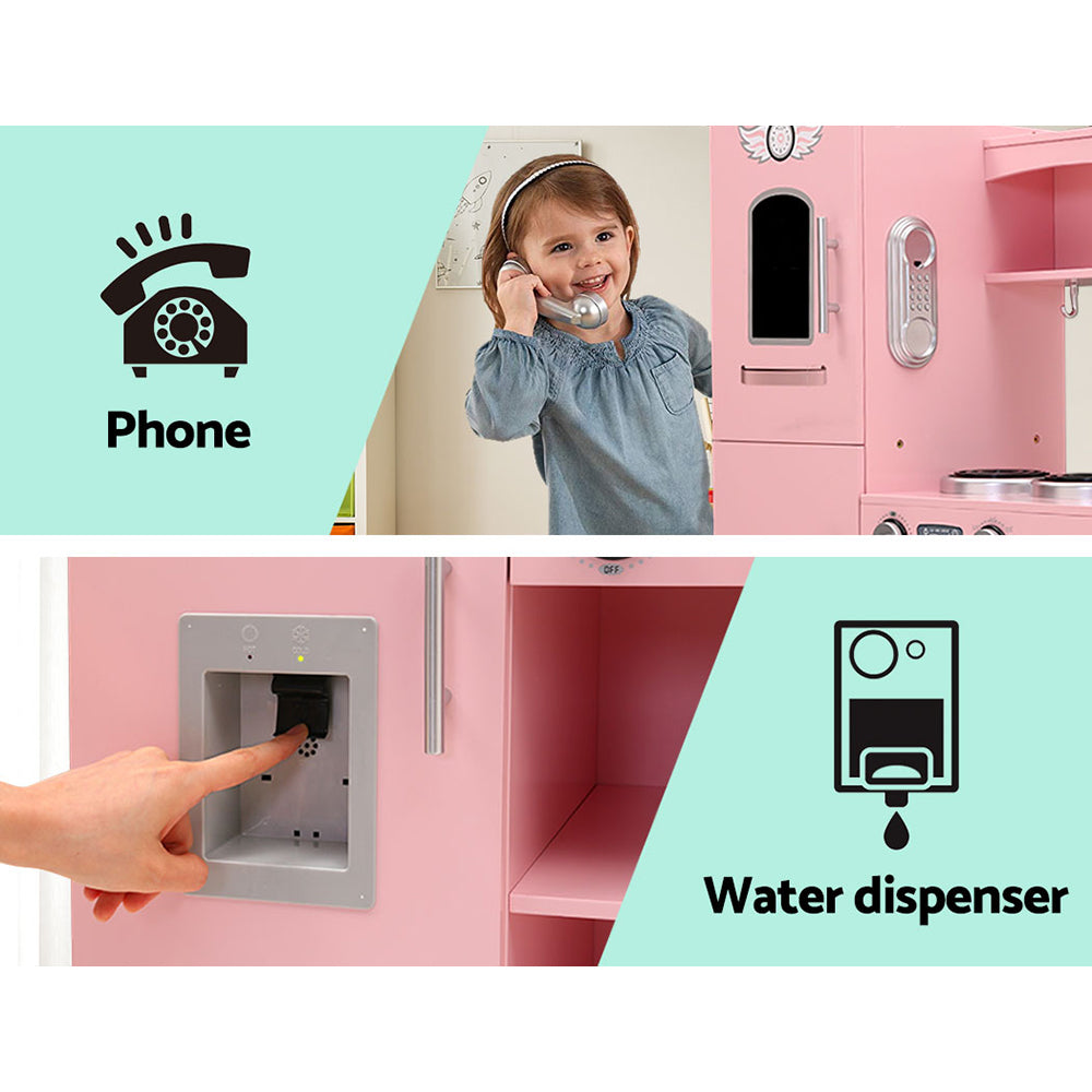 Keezi Kids Kitchen Set Pretend Pink