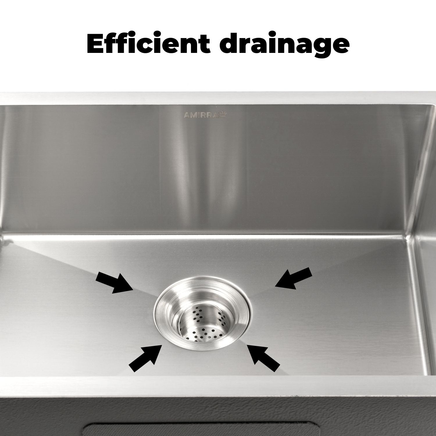 Amirra Kitchen Stainless Steel Sink 440mm x 440mm Smooth coated Silver