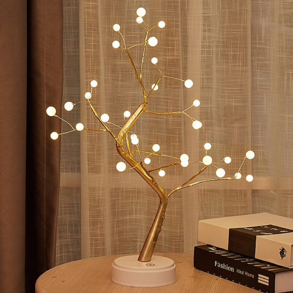 GOMINIMO Wood Desk Lamp Bonsai Lighted Tree