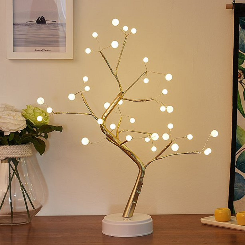 GOMINIMO Wood Desk Lamp Bonsai Lighted Tree