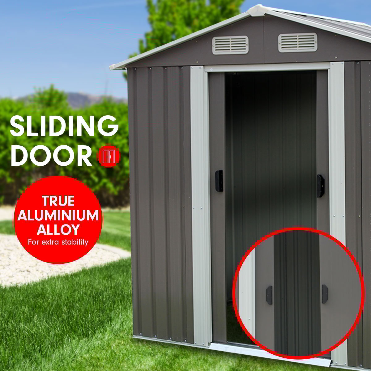 Wallaroo Garden Shed Spire Roof 4ft x 6ft Outdoor Storage Shelter - Grey