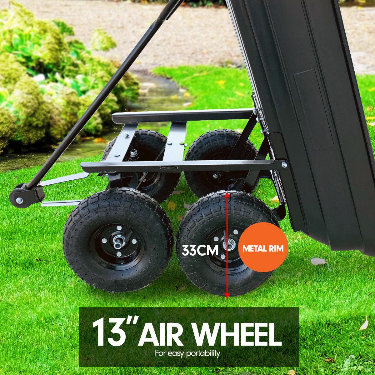Kartrite Garden Dump Cart Dumper Wagon Carrier Wheel Barrow  125L/300kg