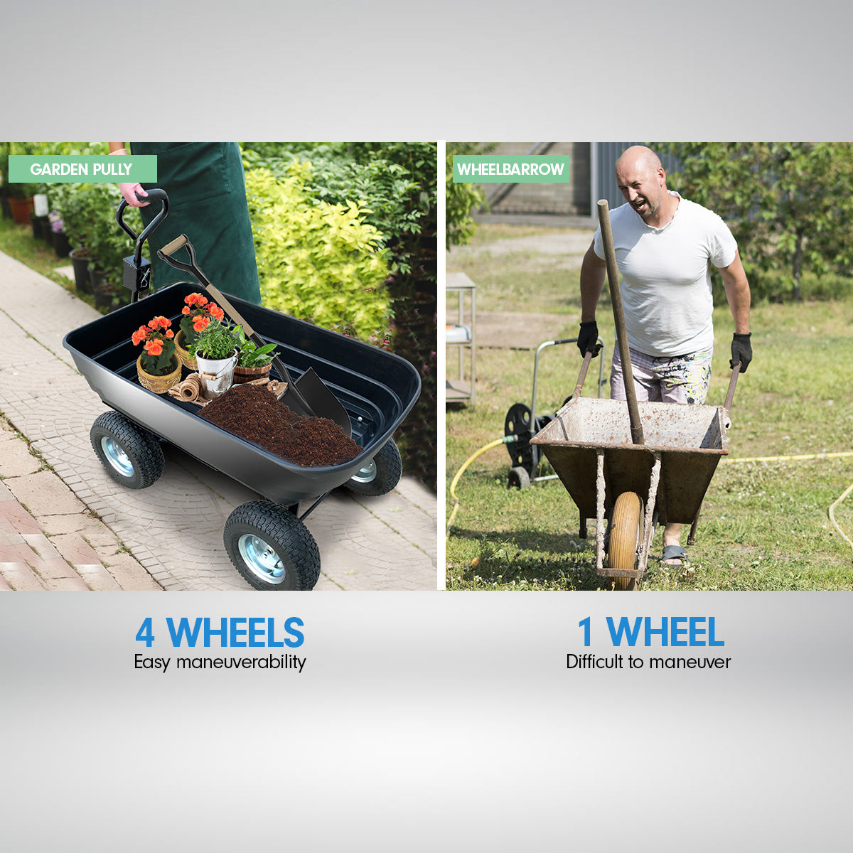 Kartrite Garden Dump Cart Dumper Wagon Carrier Wheel Barrow  125L/300kg