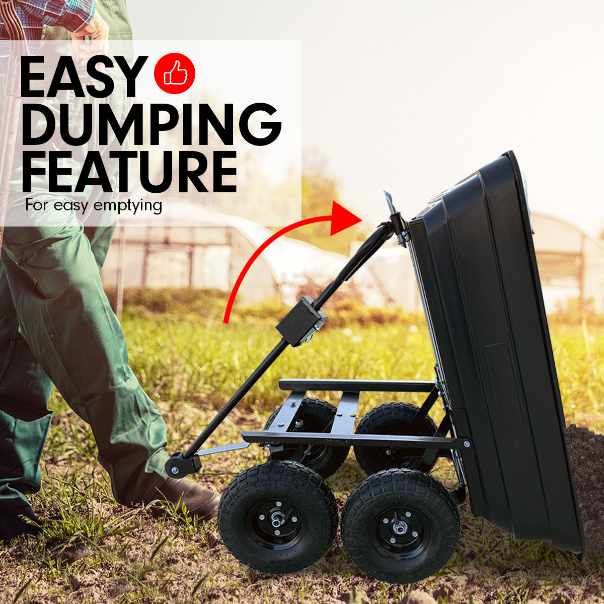 Kartrite Garden Dump Cart Dumper Wagon Carrier Wheel Barrow  125L/300kg
