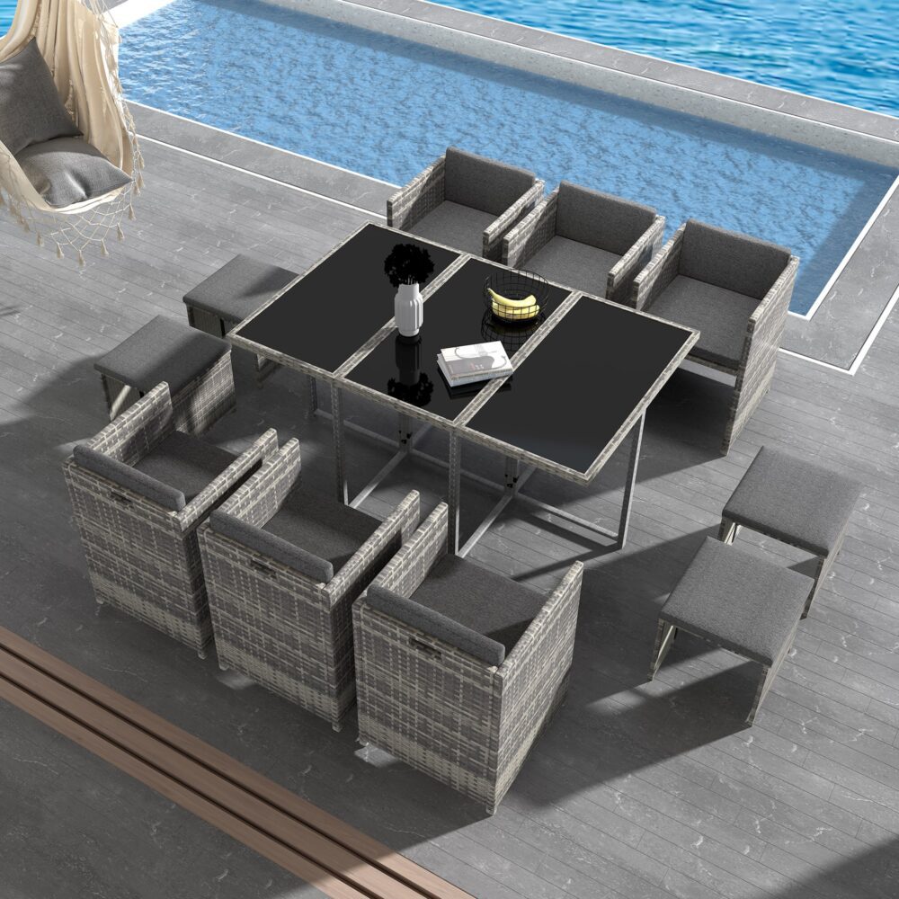 Bali 11 Piece Outdoor Dining Set Grey