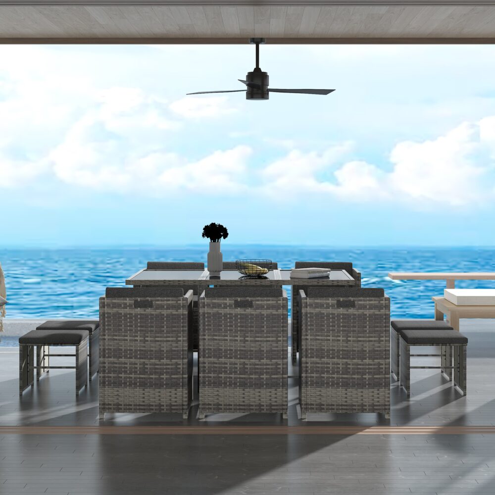 Bali 11 Piece Outdoor Dining Set Grey