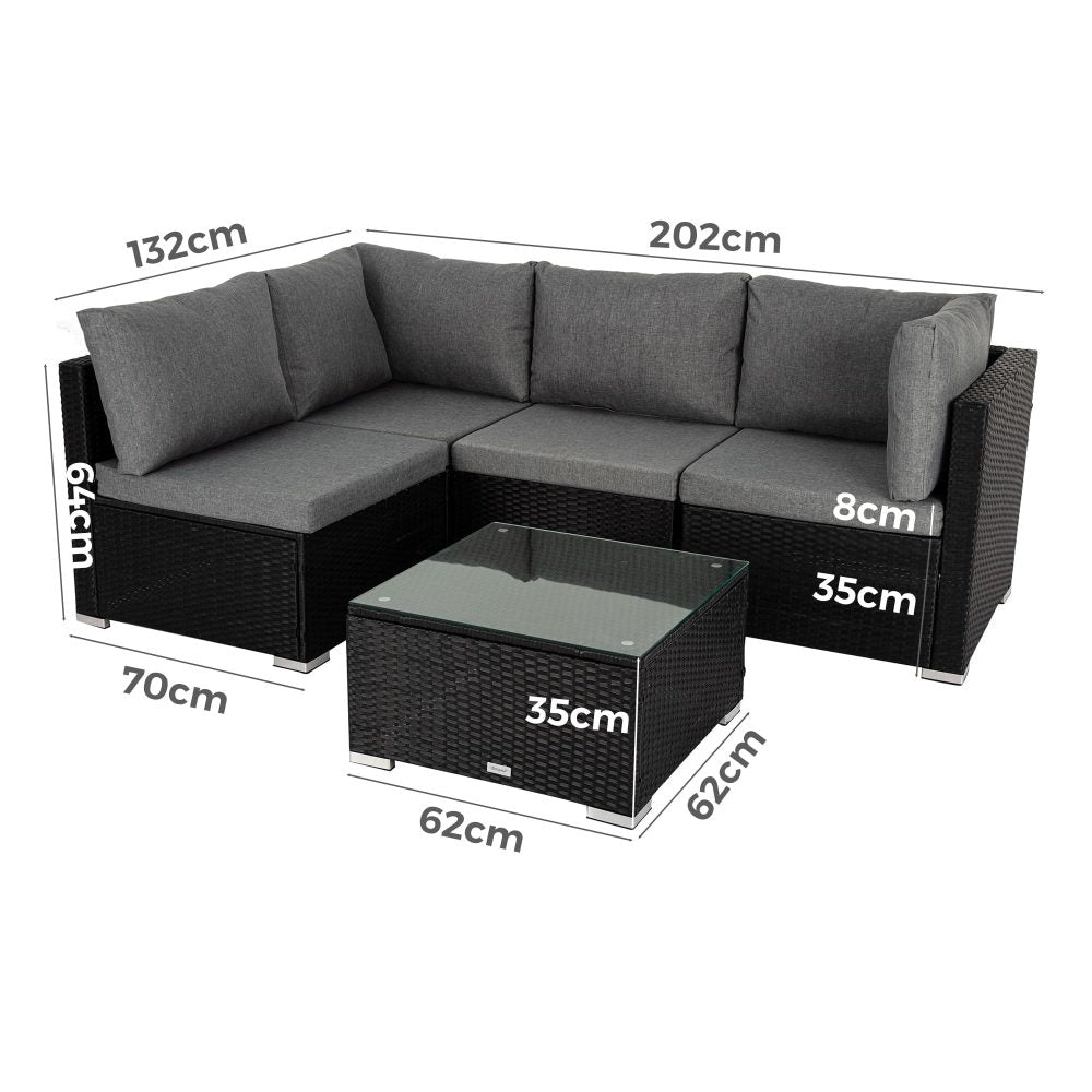Outdoor Modular Lounge Sofa Bondi - Black