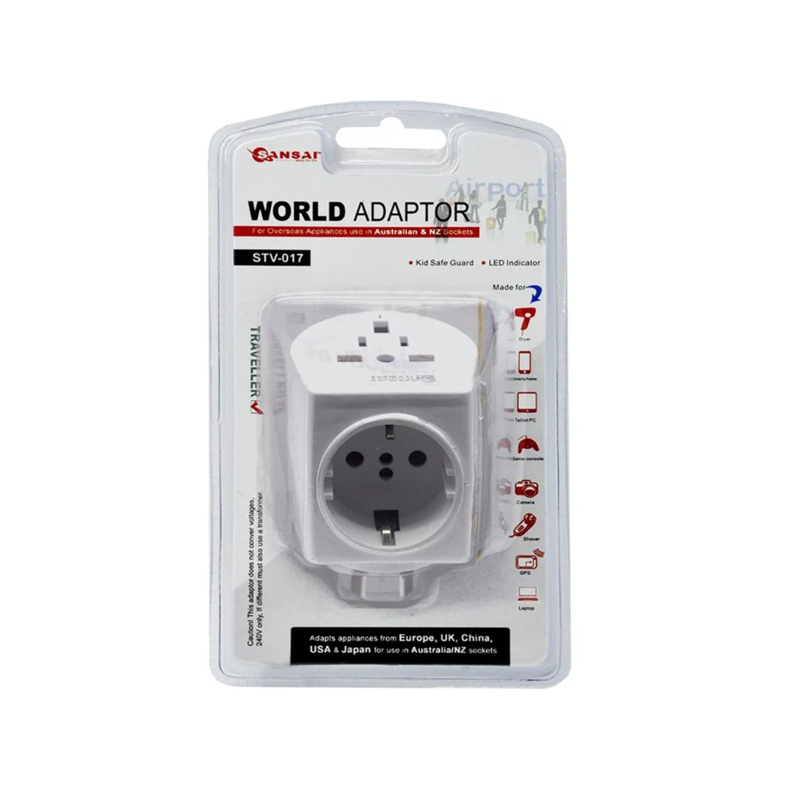 2X Sansai Australia/NZ 2-Way International Universal Travel Adaptor