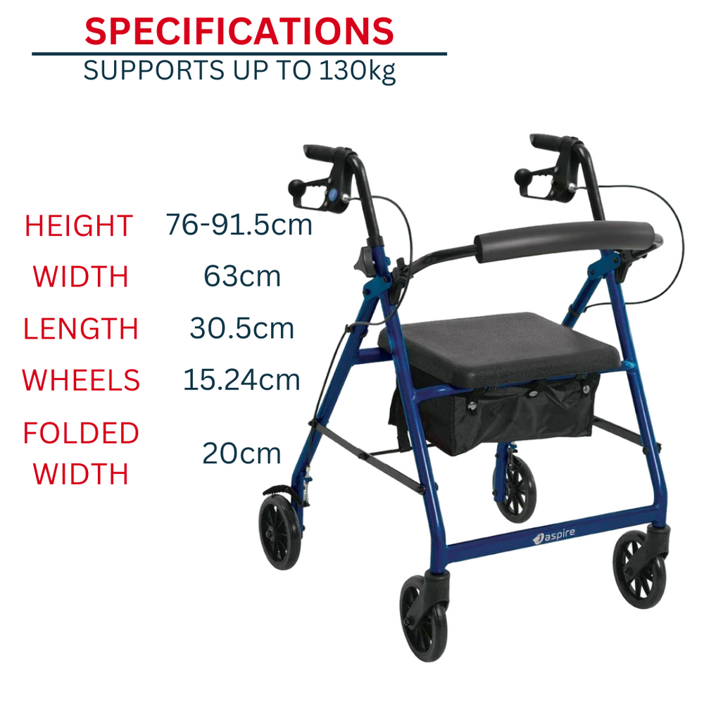 Aspire Classic 6" Rollator - Red