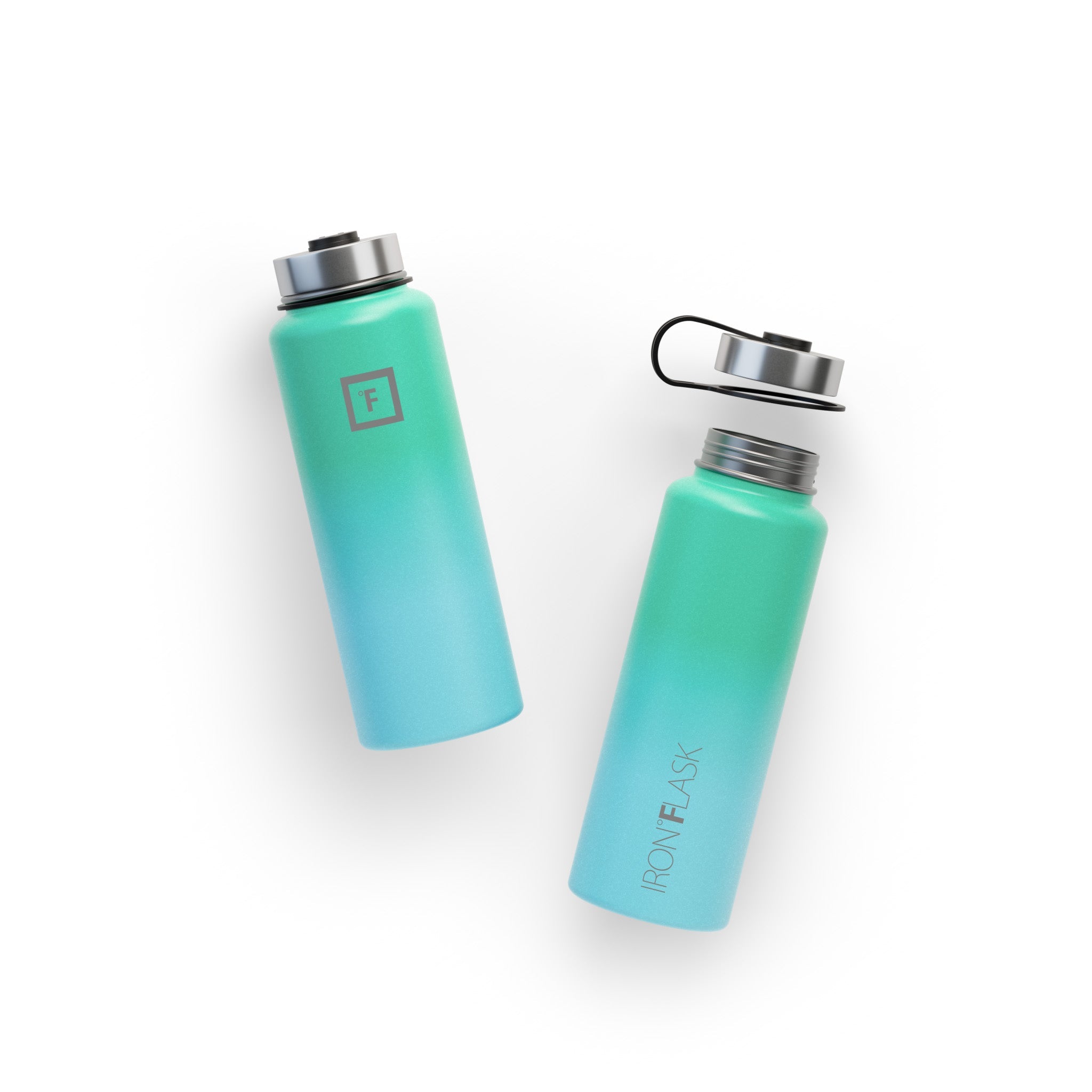 Iron Flask Wide Mouth Bottle with Spout Lid, Sky, 40oz/1200ml