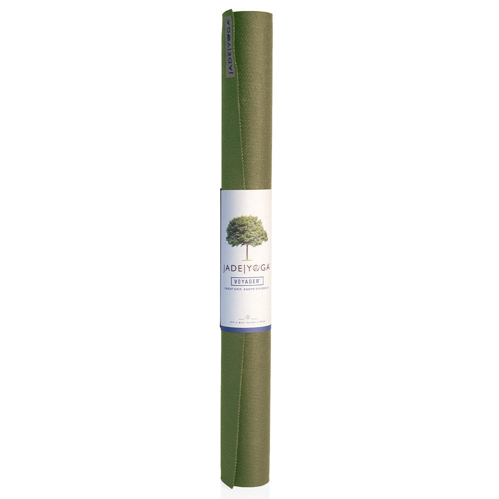 Jade Yoga Voyager Mat - Olive & Iron Flask Wide Mouth Bottle with Spout Lid, Fire, 40oz/1200ml Bundle