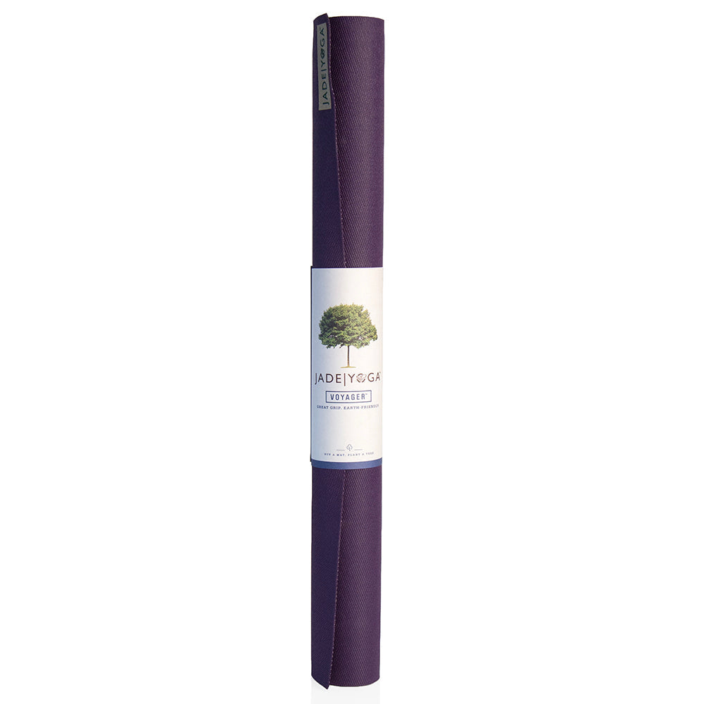 Jade Yoga Voyager Mat - Purple & Iron Flask Wide Mouth Bottle with Spout Lid, Fire, 40oz/1200ml Bundle
