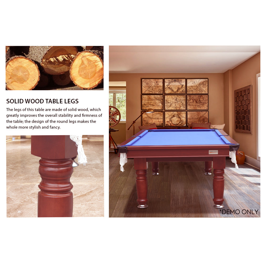 8FT JXY Smart MDF Pool Table Round Leg Billiard Table Green Felt Solid Wood Table Legs