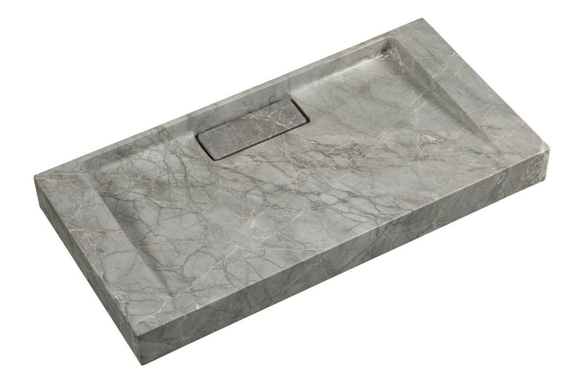 2023 Hand Crafted Marble Nature stone wash basin Hermes matt grey wall hung 470*320*60 mm