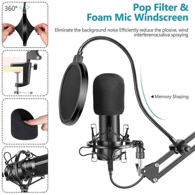 Hridz JX-800 Professional USB Microphone Kit 192kHz/24-Bit Condenser Mic
