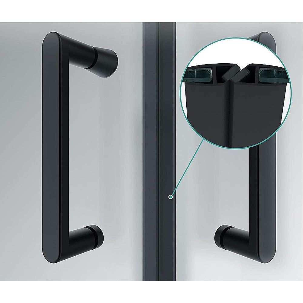Adjustable 1100x1000mm Double Sliding Door Glass Shower Screen in Black